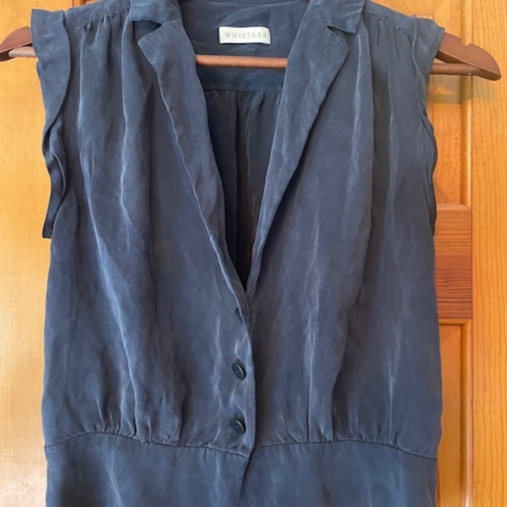 Whistles Navy Blue SIlk Top